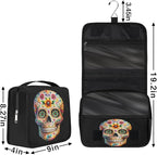 Travel Toiletry Bag for Women & Men Skull Cool Flower Hanging Cosmetic Organizer Portable Waterproof Makeup Case Make Up Bag with Compartments Travel Essentials for Bathroom Shower