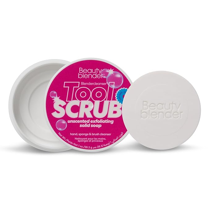 beautyblender Blendercleanser Tool Scrub Solid Cleanser – Lavender Scented Makeup Sponge & Brush Cleansing Bar – Hand, Sponge, and Brush Cleanser, Removes Makeup & Buildup, Travel-Friendly, 1 oz