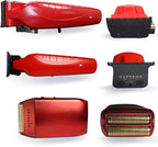 Supreme Trimmer 3-in-1 Barber Kit | Vader Clipper, Vader Trimmer & Crunch Foil Shaver | Men's Professional Beard Trimmer, Brushless Motor Clippers & Waterproof IPX6 Shaver | Red
