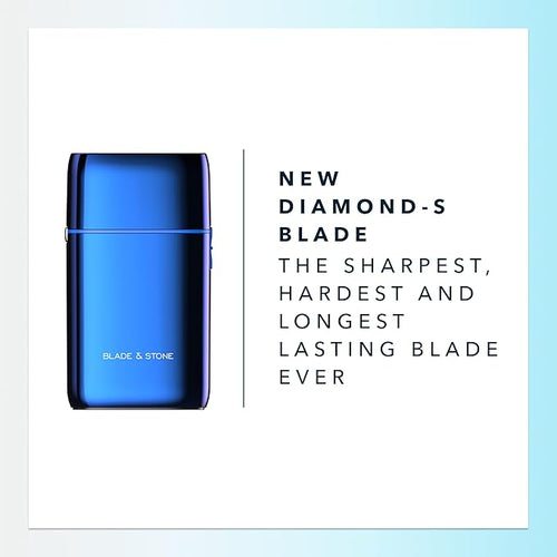 Blade & Stone PS501 Foil Shaver for Men – Dual Foil Cordless Shaver with Graphene-X Blades and 8000 RPM Digital Motor – All-Metal, Rechargeable Wet and Dry Razor – Big Blue