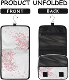 Travel Toiletry Bag for Women & Men Japanese Pink Flower Hanging Cosmetic Organizer Portable Waterproof Makeup Case Make Up Bag with Compartments Travel Essentials for Bathroom Shower