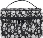 Skull Makeup Bag, Skull Rose Gothic Makeup Organizer Bags Toiletry Bag Box Travel Cosmetic Bag Make Up Train Case for Women Teen Girl Ladies