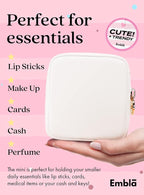 Makeup Bag Travel Cosmetics Pouch and Toiletry Bag, Nylon Zipper Pouch Purse, Cute Make Up Organizer Storage Tote for Women Girls, Waterproof Travel Skincare Case, Small Makeup Bags, White