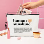 Human Sunshine Definition Inspirational Makeup Bag Sunshine Gifts Positive Cosmetic Bag Thank You Gifts for Women Coworker Teacher Mentor Boss Lady Travel Toiletry Bag Christmas Birthday Gifts