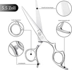Moontay 5.5" Hair Cutting Shears with Large Finger Holes, Professional Barber Stylist Scissors, Salon Hair Cutting Scissors, 440C Japanese Stainless Steel, Silver