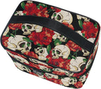 Skull Goth Makeup Bag, Gothic Skull and Flower Travel Makeup Organizer Bags Toiletry Bag Box Travel Cosmetic Bag Make Up Train Case for Women Teen Girl Ladies
