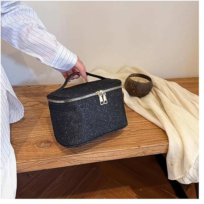 EURYNOME Makeup Bag with Custom Letter D, Water-Resistant Travel Organizer Pouch, (8.3x5.1x5.1 Inch) Cosmetic Case for Women