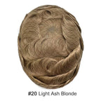 FACE MIRACLE Lace Front Mens Toupee Human Hair System Swiss Lace Center Toupee for Men Thin Skin PU Around Hair Replacement System V-Looped Mens Hair Wig Units 6"X9" #20 light ash blonde