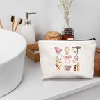 Pink Hairstylist Makeup Bag for Women, Cosmetology Student Gifts, Hairdresser Travel Cosmetic Organizer Pouch, Cute Salon Accessories for Teen Girls, Aesthetic Beauty Bag 7.5 x 10 in