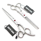 7.0 Inches Professional hair cutting thinning scissors set with razor (Silver)