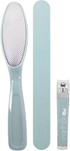 Earth & I - 3 pc Manicure Pedicure Set: Large Nail Clipper, Callus Remover & Contour File, Stainless Steel Nail & Foot Care Kit for Men & Women, at Home Mani-Pedi Kit, Travel-Friendly Nail Care Tools