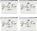 4 PCS Girls Trip Gifts Favors 2025 Girls Weekend Gifts for Women Bestie Gifts Friend Gifts Girls Trip Favors for Sister Females Friendship Holiday Vacation Makeup Bag Weekend Bags for Women
