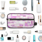 Personalized Makeup Bag with Name, Travel Cosmetic Bag for Women, Friends, Mother's Day, Bridesmaid, Bride, Wedding, Graduation, Light Pale Pink Background