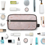 Modern Rose Gold Music Note Travel Toiletry Bag for Women Men Lightweight Cosmetic Makeup Bag Organizer Waterproof Shaving Bag Dopp Kit with Large Capacity for Toiletries and Shaving Accessories