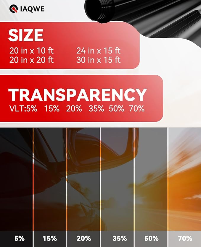 Car Ceramic Window Tint 20" in x 20'Ft with 35% Percent VLT, Tinted Film for Car Windows, UV&IR Protection Heat Insulation Anti-Explosion Scratch Resistant
