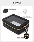 KOTORA Small Makeup Bag for Purse Cute Travel Makeup Bag Clear Cosmetic Bag with Zipper, Car Make Up Bag Organizer Storage Traveling Car Accessories Travel Essentials for Women (Black)
