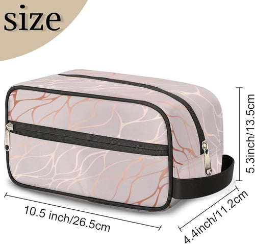 Abstract Rose Gold Marble Travel Toiletry Bag for Women Men Lightweight Cosmetic Makeup Bag Organizer Waterproof Shaving Bag Dopp Kit with Large Capacity for Toiletries and Shaving Accessories