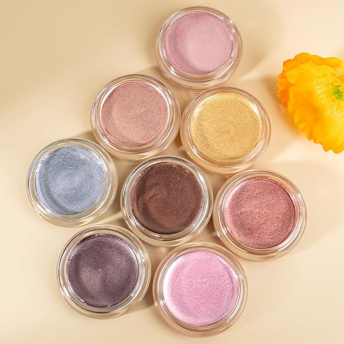 Cream Glitter Soft Pink Shimmer Metallic Eyeshadow Palette Makeup, Natural Single Mini Instant Holographic Eyeshadow For Women, Sombras Crema Para Ojos, Talc, Paraben & Cruelty Free