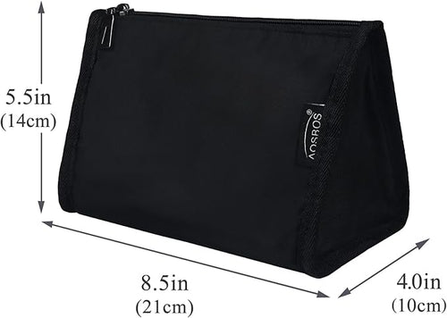 Aosbos Premium Small Makeup Bag, Compact Cosmetic Pouch, Travel-Size Make UP Case for Women, Black