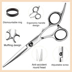 Fcysy Professional Hair Cutting Scissors Set, Barber Shears Kit, 6 Inch Stainless Steel Thinning Shears, Trimming Scissors for Men Women