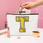 Softball Gifts Initial Makeup Bag Monogrammed Cosmetic Bag Letter T Zipper Pouch Softball Accessories for Girls Women Softball Player Coach Friend Softball Stuff Graduation Birthday Gifts