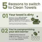 Clean Skin Club Bamboo Viscose Clean Towels® XL 100% USDA Biobased Face Towel, Disposable Face Towelette, Makeup Remover Dry Wipes, Ultra Soft, 50 Ct, 1 Pack