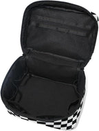 Makeup Train Case White Black Checkered Plaid Carrying Portable Zip Travel Cosmetic Brush Bag Organizer Large for Women