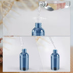 Wedama 2 oz Mini Glass Spray Bottles, Empty Small Spray Bottles with Funnel Dropper, Fine Mist for Hair, Travel, Plants, Cleaning Solutions and Skin Care (4 Pack Indigo Blue)