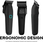 Supreme Trimmer Recharge Clipper - Professional Hair Clipper with 2 Removable Batteries, Brushless Motor, Smart Charge Stand, USB-C Charge & DLC Blades Barbers | STC779