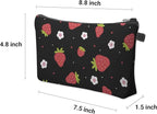 Cute Travel Makeup Bag Cosmetic Bag Small Pouch Gift for Women (Strawberry Black)