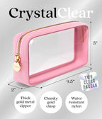Clear Makeup Bag Zipper Pouch, Transparent Cosmetic Case Organizer, TSA Approved Travel Toiletry Case, Travel Accessories Essentials Makeup Tote for Women, Small Cute Make up Bag for Purse - Flamingo