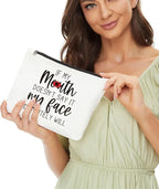 JIUWEIHU Funny Gifts for Women, Gifts for Female, Mom, Wife, Sisters, Coworker - Friendship Gifts, Fun Makeup Bag Sarcastic Gifts for Her, Best Friend Makeup Bag - My Face Definitely Will