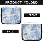 Vintage Blue Palm Hanging Travel Toiletry Kit Bag with Hook for Men and Boys, Beach Tropical Tree Makeup Case Waterproof Cosmetic Bag Storage Bag Organizer for Accessories Toiletries