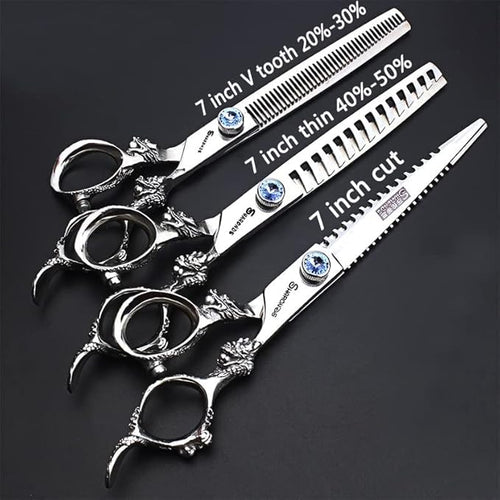 6/7/8/9 Inches Professional Hairdressing Scissors Set,Stainless Steel Hairdressing Scissors for Women & Men… (7 inch 3PC)