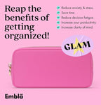 Embla Makeup Bag Travel Cosmetics Pouch and Toiletry Bag, Nylon Zipper Pouch Purse, Cute Make Up Organizer Storage Tote for Women Girls, Travel Skincare Case, Small Makeup Bags,Bubblegum