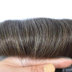 FACE MIRACLE Toupee for Men French Lace Cnter Mens Toupee Human Hair Replacement System Skin PU Hairpiece for Man V-Looped Front Hair Prosthesis 6"X8" #230 2# DARKEST BROWN WITH 30% SYNTHETIC GREY
