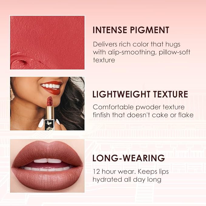 Catkin Moist Lipstick Hydrating High Impact Color Infused with Vitamin E and Avocado Oil Smooth Soft Texture Long Lasting Red Glow Finish 2pcs 06