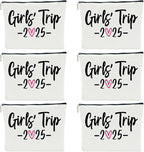 6 PCS 2025 Girls Trip Fashion Cosmetic Bags for Women - Travel Accessory - Canvas - Zipper - Adult Women - Unisex - 10 x 6 x 1.9 inches - Stain & Scratch Resistant