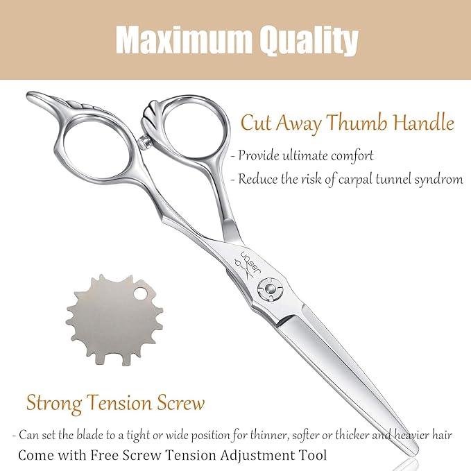 JASON 6" Hair Scissors Set - Hair Shears with Ultimate Sharp Sword Blade, Professional Haircut Scissor Hair Trimming Shear for Barber, Hairdresser, Stylist, Japanese 440C Stainless Steel Gift