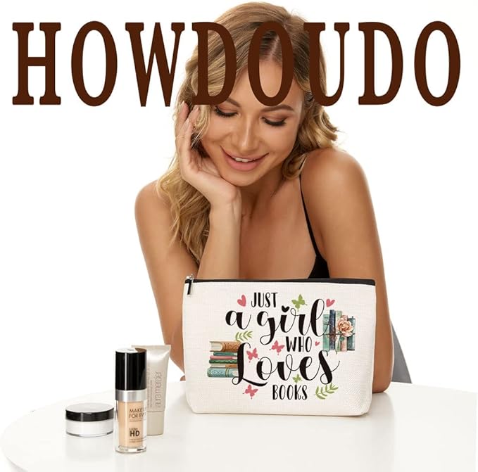 Lovdazzles Book Lovers Gifts Just A Girl Who Loves Books Makeup Bag Gifts for Readers Book Lovers Women Birthday Gift for Her Sister Best Friend Daughter Book Gifts Inspirational Gifts