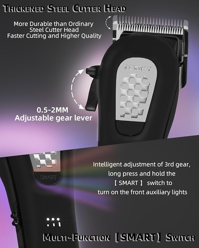 Hair Clippers for Men Cordless&Corded Barber Clippers for Hair Cutting & Grooming Professional Hair Trimmer for Men Rechargeable Hair Trimmer Kit for Household(Black)