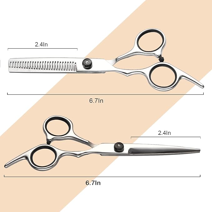 Fcysy Professional 11 Pcs Hair Cutting Tools - Baber Scissors, Blend Shears, Straight Edge Razor, Thinning Shears for Hair Cutting