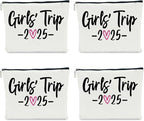 4 PCS Girls Trip Gifts Favors 2025 Girls Weekend Gifts for Women Bestie Gifts Friend Gifts Girls Trip Favors for Sister Niece Friendship Holiday Vacation Makeup Bag Weekend Bags for Women