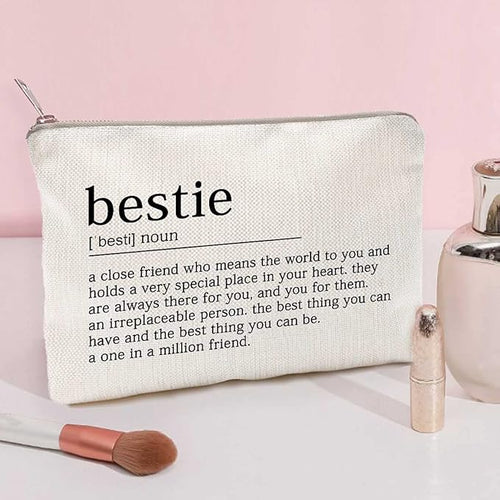 Bestie Makeup Case Best Friend Cosmetic Bag for Her for Sister Birthday Toiletry Bag Gift Motivation Quotes Sister Gift Bestie College Roommate Gfit (Bestie)