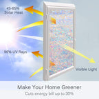 Volcanics Window Privacy Film with Installation Tools, Static Window Clings Vinyl 3D Decals Stickers Rainbow Window Film for Glass Door Home Heat Control Anti UV 17.5 x 78.3 Inches