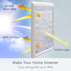 Volcanics Window Privacy Film Static Window Clings Vinyl 3D Window Decals Window Stickers Rainbow Window Film for Glass Door Heat Home Control Anti UV 23.6 x 118 Inches