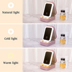 Custom Name Travel Makeup Bag with Led Mirror Cute Small Makeup Bags for Women Teen Girls Mom Personalized Birth Flower Jewelry Makeup Box Organizer with Light Up Mirror Floral Makeup Case Make Up Bag