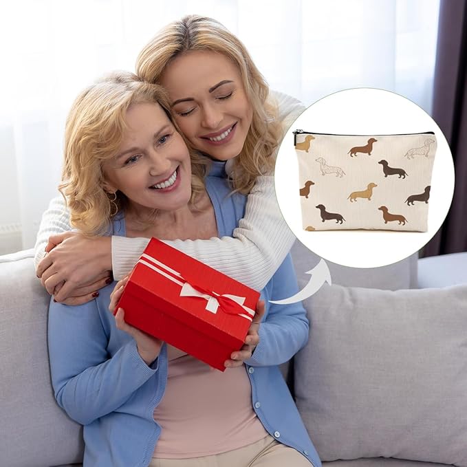 Dachshund Gifts Makeup Bag Sausage Dog Cosmetic Bag Weiner Dog Gifts for Women Girls Friend Dog Lovers Niece Daughter Travel Organizer Zipper Pouch Graduation Birthday Friendship Gifts