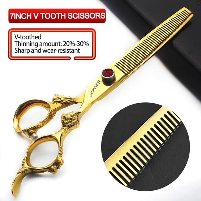 5.5/6 /7 Inch Purple Dragon Knight Professional Japanese Hair Scissors Barber Scissors Set (7 inch 3pc-B)