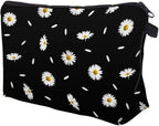 Cute Travel Makeup Bag Cosmetic Bag Small Pouch Gift for Women (Daisy Black)